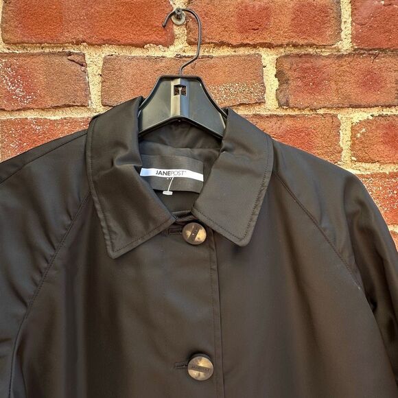 Jane Post $695 Iconic Princess Rain Slicker jacket black womens large NWT - Picture 3 of 8